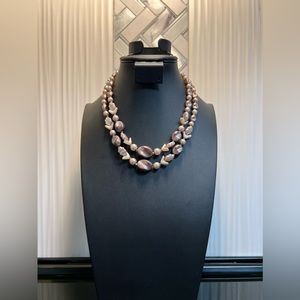Two Strand Beaded Faux Pearl Necklace